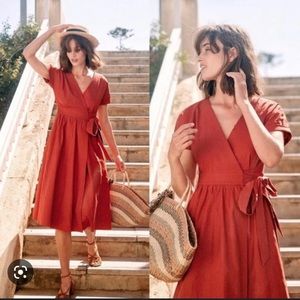 Sézane Paris midi Wrap Dress.